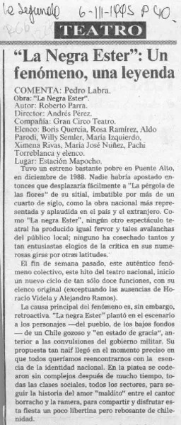 "La negra Ester", un fenómeno, una leyenda  [artículo] Pedro Labra.