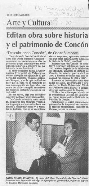 Editan obra sobre historia y el patrimonio de Concón  [artículo].