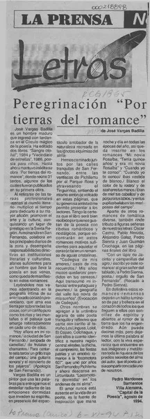 Peregrinación "Por tierras del romance"  [artículo] Pedro Mardones Barrientos.