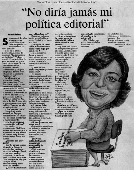 "No diría jamás mi política editorial"  [artículo] Ana María Sanhueza.