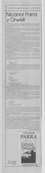 Nicanor Parra y Orwell  [artículo] Mario Rodríguez Fernández.