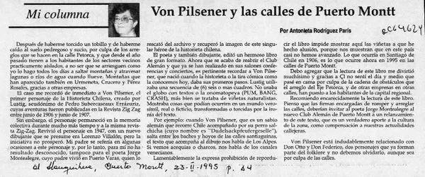Von Pilsener y las calles de Puerto Montt  [artículo] Antonieta Rodríguez París.