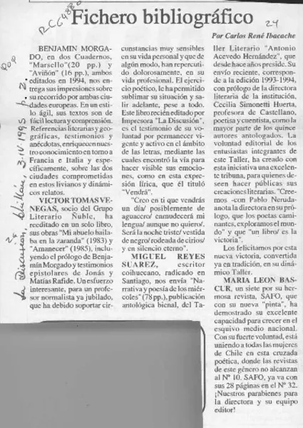 Fichero bibliográfico  [artículo] Carlos rené Ibacache.