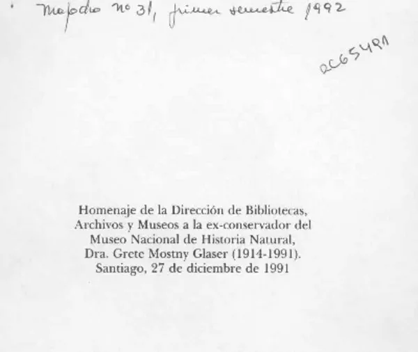 Homenaje a Grete Mostny  [artículo] Eliana Durán S.