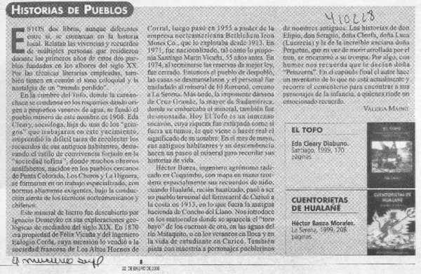Historias de pueblos  [artículo] Valeria Maino