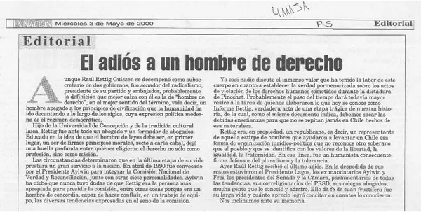 El Adiós a un hombre de derecho  [artículo]