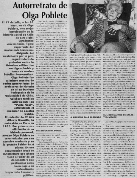 Autorretrato de Olga Poblete  [artículo] Luis Alberto Mansilla