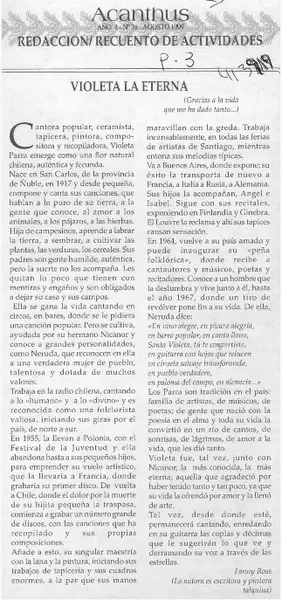 Violeta la eterna  [artículo] Fanny Ross