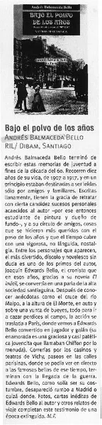 Bajo el polvo de los años  [artículo] M. F.