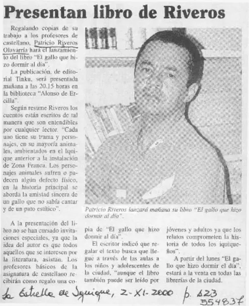 Presentan libro de Riveros  [artículo]
