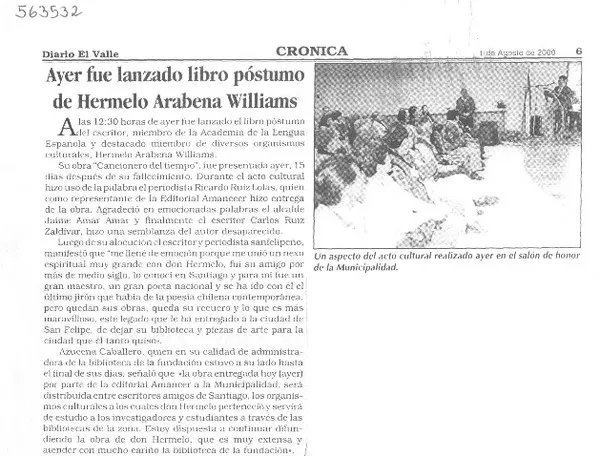 Ayer fue lanzado libro póstumo de Hermelo Arabena Williams  [artículo]