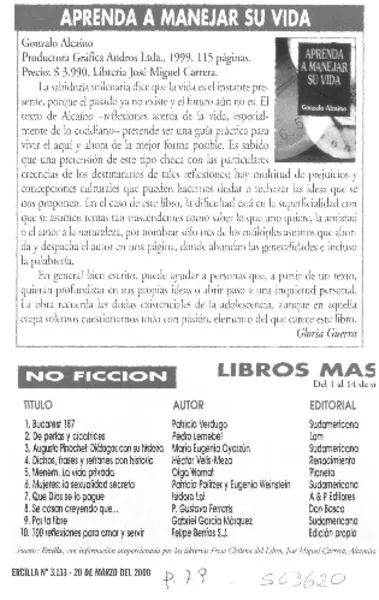 Aprenda a manejar su vida  [artículo] Gloria Guerra