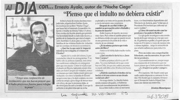 "Pienso que el indulto no debiera existir"  [artículo] Jéssica Henríquez