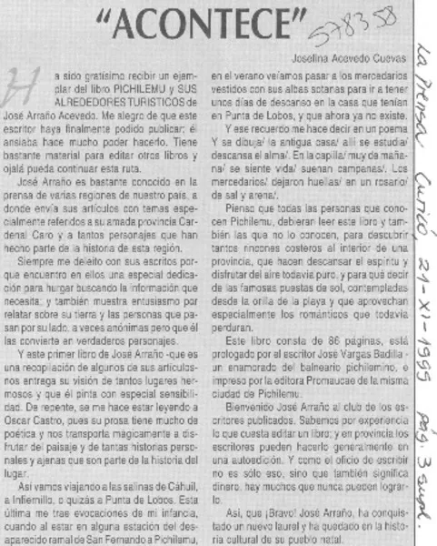 "Acontece"  [artículo] Josefina Acevedo Cuevas