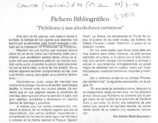 Pichilemu y sus alrededores turísticos"  [artículo] Carlos René Ibacache