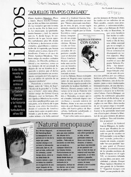 "Aquellos tiempos con Gabo"  [artículo] Elizabeth Subercaseaux