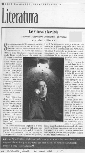 Las víboras y la crisis  [artículo] Alvaro Bisama