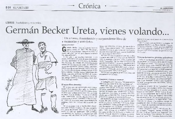 Germán Becker Ureta, vienes volando --  [artículo] Enrique Lafourcade