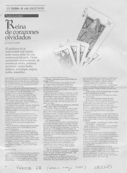 Reina de corazones olvidados  [artículo] Juan Castillo