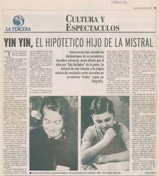 Yin Yin, el hipotético hijo de la Mistral  [artículo] Andrés Gómez
