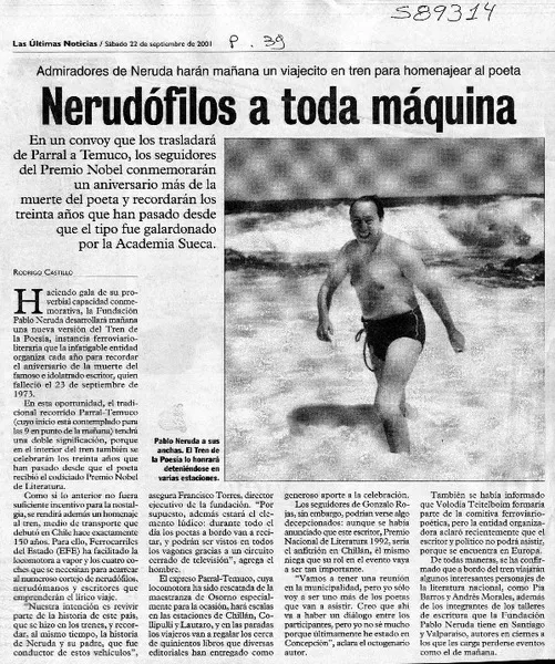Nerudófilos a toda máquina  [artículo] Rodrigo Castillo