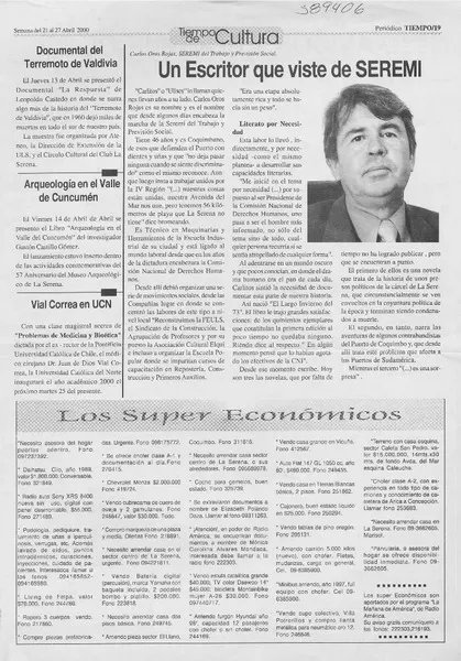 Un escritor que viste de SEREMI  [artículo]
