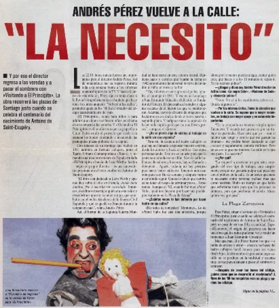 Andrés Pérez vuelve a la calle, "la necesito"  [artículo] Claudia Guzmán Vivanco