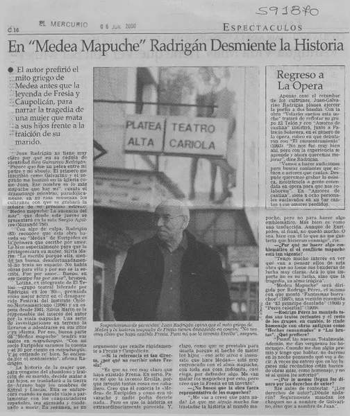 En "Medea mapuche" Radrigán desmiente la historia  [artículo]