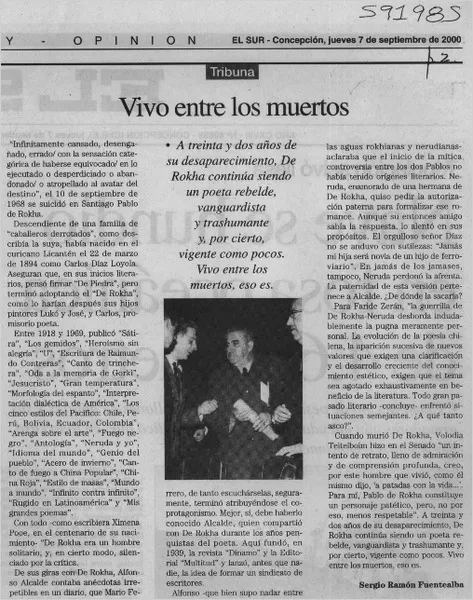 Vivo entre los muertos  [artículo] Sergio Ramón Fuentealba