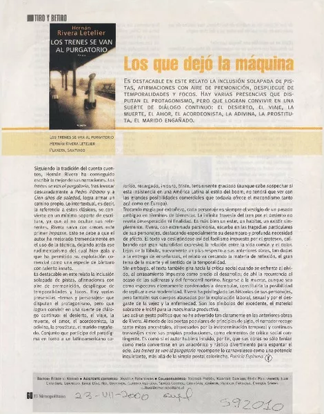 Los que dejó la máquina  [artículo] Patricia Espinosa