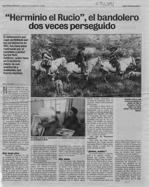 "Herminio el Rucio", el bandolero dos veces perseguido  [artículo] Sergio Mardones