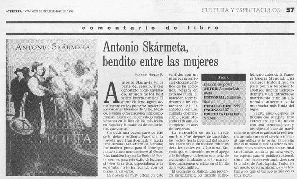 Antonio Skármeta, bendito entre las mujeres  [artículo] Rodolfo Arenas Romero