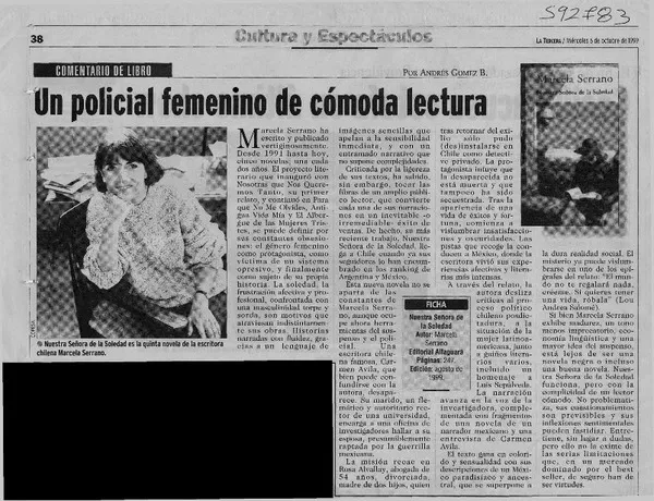 Un policial femenino de cómoda lectura  [artículo] Andrés Gómez B.