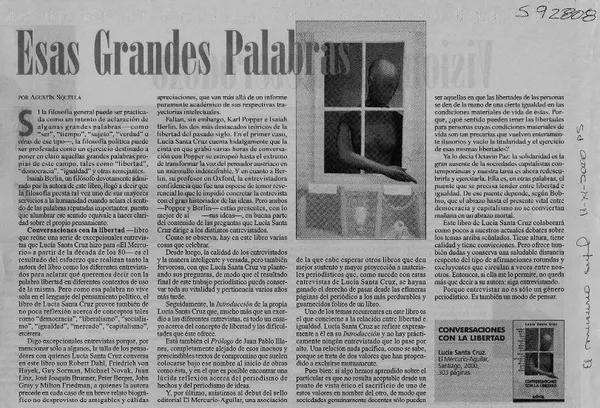 Esas grandes palabras  [artículo] Agustín Squella