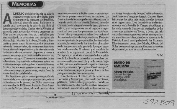 Diario de campaña  [artículo] V. M.