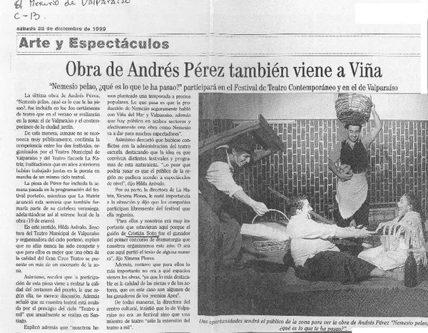 Obra de Andrés Pérez también viene a Viña  [artículo]