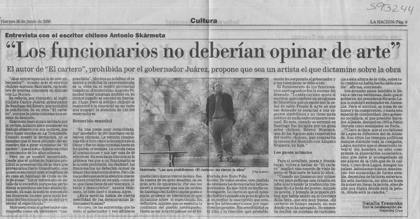 "Los funcionarios no deberían opinar de arte"  [artículo] Natalia Trezenko