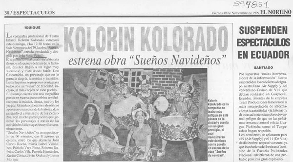 Kolorin Kolorado estrena obra "Sueños navideños"  [artículo]