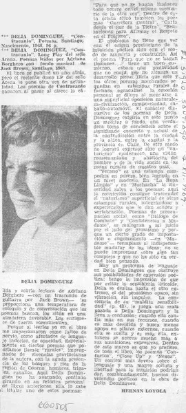 Delia Domínguez  [artículo] Hernán Loyola.