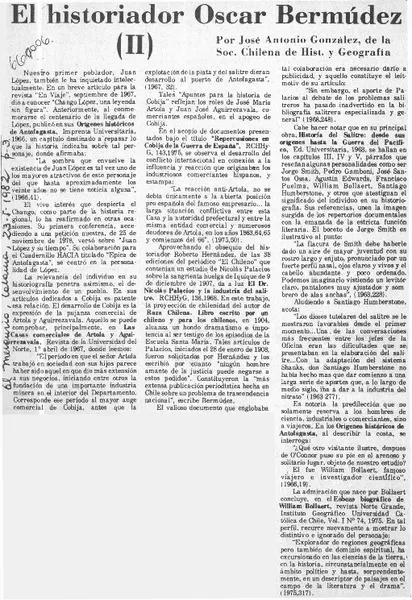 El Historiador Oscar Bermúdez (II parte)  [artículo] José Antonio González