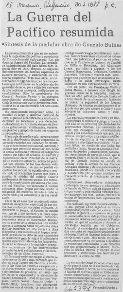 La Guerra del Pacífico resumida  [artículo] Fernando Durán V.