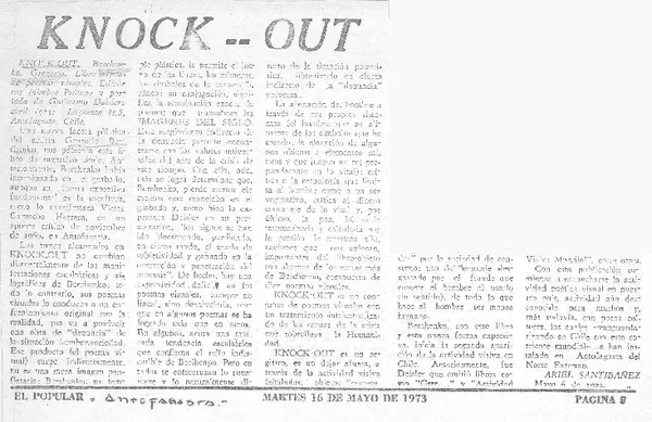 Knock--out  [artículo] Ariel Santibañez.