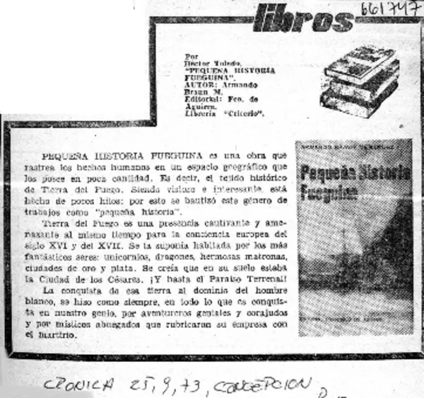 Pequeña historia fueguina"  [artículo] Héctor Toledo.