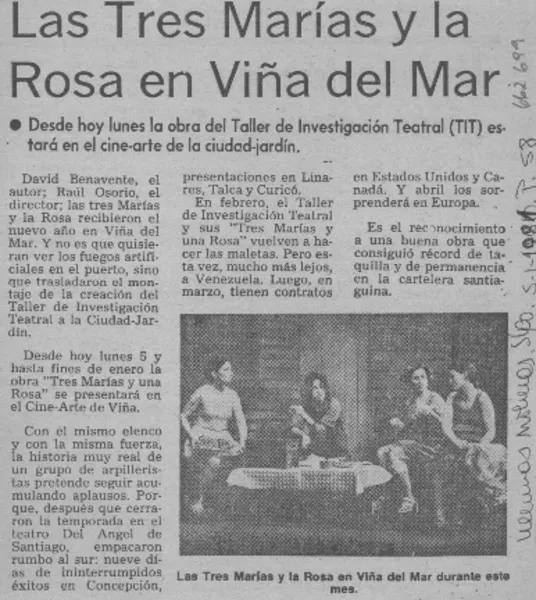 Las Tres Marías y la Rosa en Viña del Mar.  [artículo]