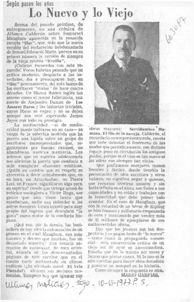 Lo nuevo y lo viejo  [artículo] Mario Garfias.