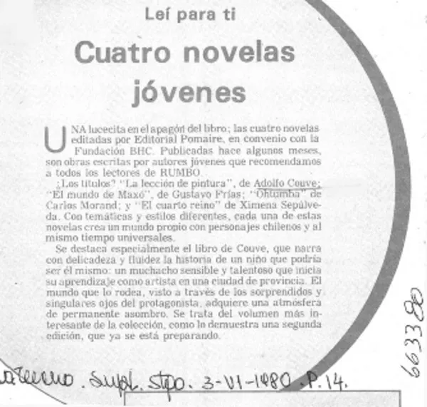 Cuatro novelas jóvenes.  [artículo]