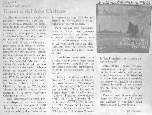Historia del arte chileno  [artículo] Giorgio Vomiero