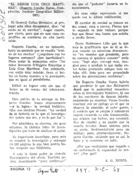 El héroe Luis Cruz Martínez  [artículo] A. G. Morel.