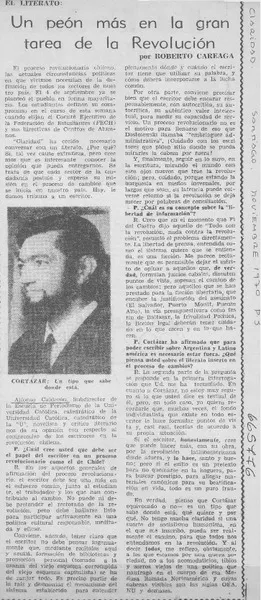 Un peón más en la gran tarea de la revolución  [artículo] Roberto Careaga.