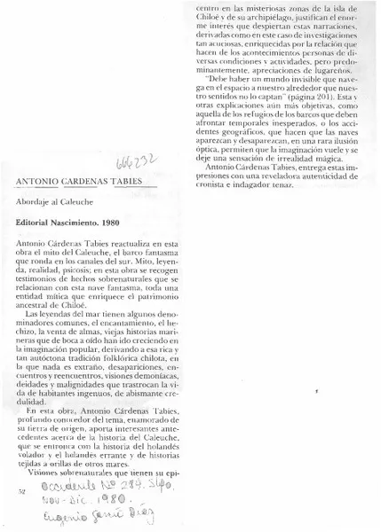 Antonio Cárdenas Tabies.  [artículo] Eugenio García-Díaz.